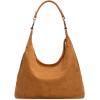 imageWrangler Suede Hobo Purse for Women Embossed Soft Slouchy Shoulder Bag 2Pcs SetDropbrown