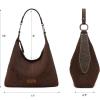 imageWrangler Suede Hobo Purse for Women Embossed Soft Slouchy Shoulder Bag 2Pcs SetDropcoffee