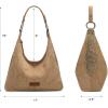 imageWrangler Suede Hobo Purse for Women Embossed Soft Slouchy Shoulder Bag 2Pcs SetDropkhaki