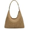 imageWrangler Suede Hobo Purse for Women Embossed Soft Slouchy Shoulder Bag 2Pcs SetDropkhaki