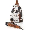 imageWrangler Western Crossbody Sling Bags for Women Backpack Chest Bag for Travel Daily Use and Gifts  Leopard and Cow PrintCow  Brown