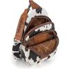 imageWrangler Western Crossbody Sling Bags for Women Backpack Chest Bag for Travel Daily Use and Gifts  Leopard and Cow PrintCow  Brown
