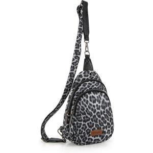 imageWrangler Western Crossbody Sling Bags for Women Backpack Chest Bag for Travel Daily Use and Gifts  Leopard and Cow PrintLeopard  Black