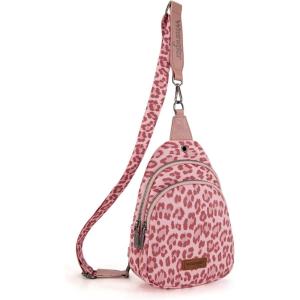 imageWrangler Western Crossbody Sling Bags for Women Backpack Chest Bag for Travel Daily Use and Gifts  Leopard and Cow PrintLeopard  Pink