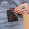 image Wrangler Mini Card Case Wallet for Men Women Porta Tarjetas De CrDito Card Case Wallet Western Mini Wallet BeigeCowhideBlack