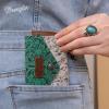 image Wrangler Mini Card Case Wallet for Men Women Porta Tarjetas De CrDito Card Case Wallet Western Mini Wallet BeigeCowhideTurquoise