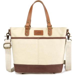 imageMontana West x Lee Waxed Canvas Tote Bag for Women Work Small Vintage Shoulder Bag and Handbag with Leather HandleTan