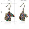 imageWrangler Western Earrings Concho Dangling Retro Lightweight Jewelry for Women CowgirlDHorse Gold