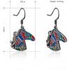 imageWrangler Western Earrings Concho Dangling Retro Lightweight Jewelry for Women CowgirlDHorse Silver