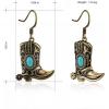 imageWrangler Western Earrings Concho Dangling Retro Lightweight Jewelry for Women CowgirlEgold turquoise