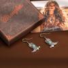 imageWrangler Western Earrings Concho Dangling Retro Lightweight Jewelry for Women CowgirlEsilver turquoise
