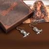 imageWrangler Western Earrings Concho Dangling Retro Lightweight Jewelry for Women CowgirlEsilver white