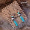 imageWrangler Western Earrings Concho Dangling Retro Lightweight Jewelry for Women CowgirlHTurquoise