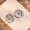imageWrangler Western Earrings Concho Dangling Retro Lightweight Jewelry for Women CowgirlLantique silver