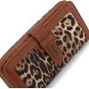 imageX Wrangler Womens Wallets Bifold Wristlet Wallets for Women Large Capacity Credit Card Cash Wallet with ID WindowLeopard Brown