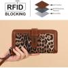 imageX Wrangler Womens Wallets Bifold Wristlet Wallets for Women Large Capacity Credit Card Cash Wallet with ID WindowLeopard Brown