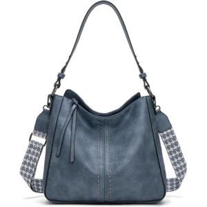 imageMontana West Medium Hobo Bags for Women Top Handle Satchel Shoulder Purse Bucket HandbagGuitar Strapjean Blue