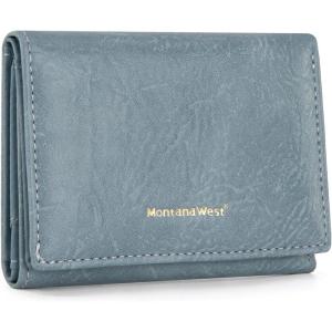 imageMontana West Wallet for Women Small Trifold Wallet RFID Blocking Wallets with ID WindowJeans Blue