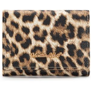 imageMontana West Wallet for Women Small Trifold Wallet RFID Blocking Wallets with ID WindowZ Leopard Tan