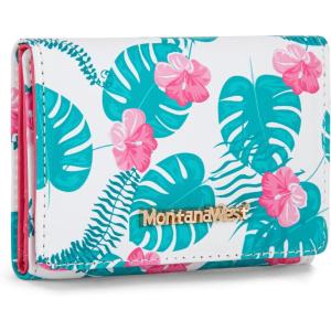 imageMontana West Wallet for Women Small Trifold Wallet RFID Blocking Wallets with ID WindowZ White Flowers