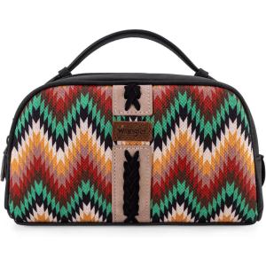 imageMontana West Wrangler Makeup Bag for Women Small Cosmetic Toiletry Bags Western Make Up Pouch Durable Cute Travel Purse Dark PinkAztecBlack