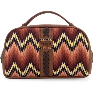 imageMontana West Wrangler Makeup Bag for Women Small Cosmetic Toiletry Bags Western Make Up Pouch Durable Cute Travel Purse Dark PinkAztecBrown