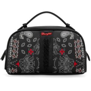 imageMontana West Wrangler Makeup Bag for Women Small Cosmetic Toiletry Bags Western Make Up Pouch Durable Cute Travel Purse Dark PinkBlack