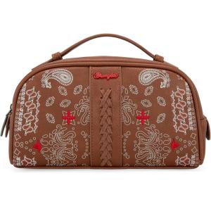 imageMontana West Wrangler Makeup Bag for Women Small Cosmetic Toiletry Bags Western Make Up Pouch Durable Cute Travel Purse Dark PinkBrown