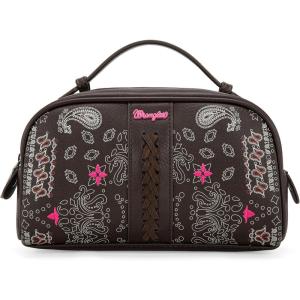 imageMontana West Wrangler Makeup Bag for Women Small Cosmetic Toiletry Bags Western Make Up Pouch Durable Cute Travel Purse Dark PinkCoffee