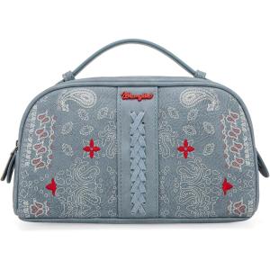 imageMontana West Wrangler Makeup Bag for Women Small Cosmetic Toiletry Bags Western Make Up Pouch Durable Cute Travel Purse Dark PinkEther Blue