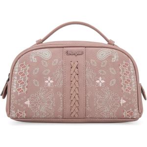 imageMontana West Wrangler Makeup Bag for Women Small Cosmetic Toiletry Bags Western Make Up Pouch Durable Cute Travel Purse Dark PinkPink