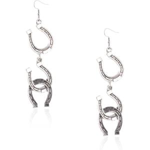 imageWrangler Western Earrings Concho Dangling Retro Lightweight Jewelry for Women CowgirlAantique silver