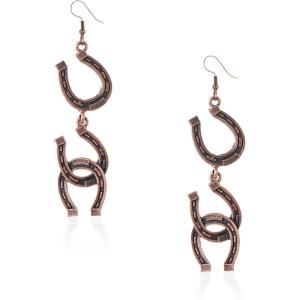 imageWrangler Western Earrings Concho Dangling Retro Lightweight Jewelry for Women CowgirlAred bronze