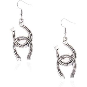 imageWrangler Western Earrings Concho Dangling Retro Lightweight Jewelry for Women CowgirlBantique silver