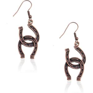imageWrangler Western Earrings Concho Dangling Retro Lightweight Jewelry for Women CowgirlBred bronze