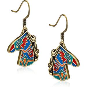 imageWrangler Western Earrings Concho Dangling Retro Lightweight Jewelry for Women CowgirlDHorse Gold