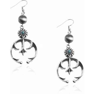 imageWrangler Western Earrings Concho Dangling Retro Lightweight Jewelry for Women CowgirlGTurquoise