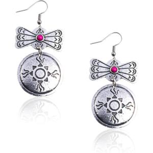 imageWrangler Western Earrings Concho Dangling Retro Lightweight Jewelry for Women CowgirlMHot Pink