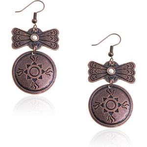 imageWrangler Western Earrings Concho Dangling Retro Lightweight Jewelry for Women CowgirlMWhite