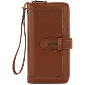 imageX Wrangler Womens Wallets Bifold Wristlet Wallets for Women Large Capacity Credit Card Cash Wallet with ID WindowBrown