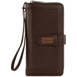imageX Wrangler Womens Wallets Bifold Wristlet Wallets for Women Large Capacity Credit Card Cash Wallet with ID WindowCoffee