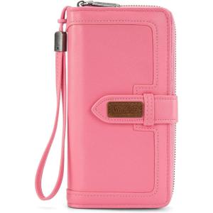 imageX Wrangler Womens Wallets Bifold Wristlet Wallets for Women Large Capacity Credit Card Cash Wallet with ID WindowHot Pink