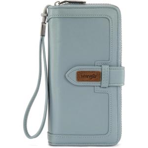 imageX Wrangler Womens Wallets Bifold Wristlet Wallets for Women Large Capacity Credit Card Cash Wallet with ID WindowJeans Blue