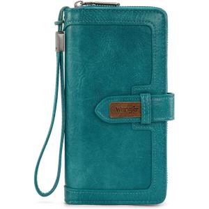 imageX Wrangler Womens Wallets Bifold Wristlet Wallets for Women Large Capacity Credit Card Cash Wallet with ID WindowTurquoise