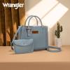imageWrangler Tote Bag for Women Western Cowhide Purse and Wallet SetRetro Blue