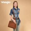 imageWrangler Tote Bag for Women Western Cowhide Purse and Wallet SetRetro Classic Brown