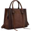 imageWrangler Tote Bag for Women Western Cowhide Purse and Wallet SetVintage Dark Brown