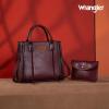 imageWrangler Tote Bag for Women Western Cowhide Purse and Wallet SetVintage Plum Wine Red