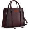 imageWrangler Tote Bag for Women Western Cowhide Purse and Wallet SetVintage Plum Wine Red