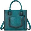imageWrangler Tote Bag for Women Western Cowhide Purse and Wallet SetVintage Turquoise